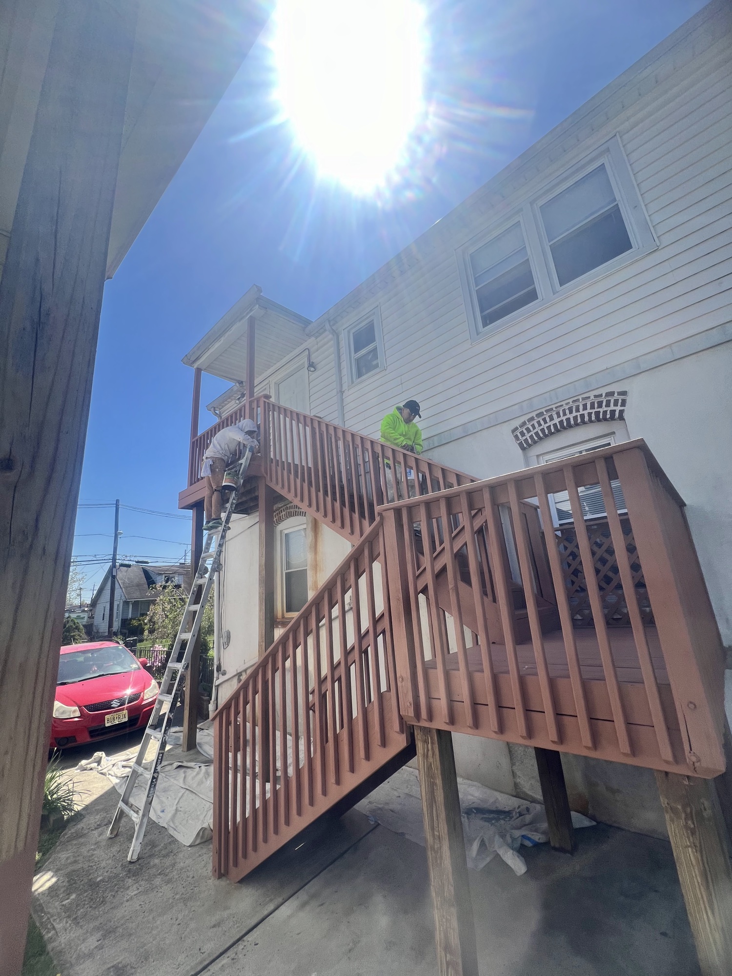 Brown deck staining project by J&B Painting