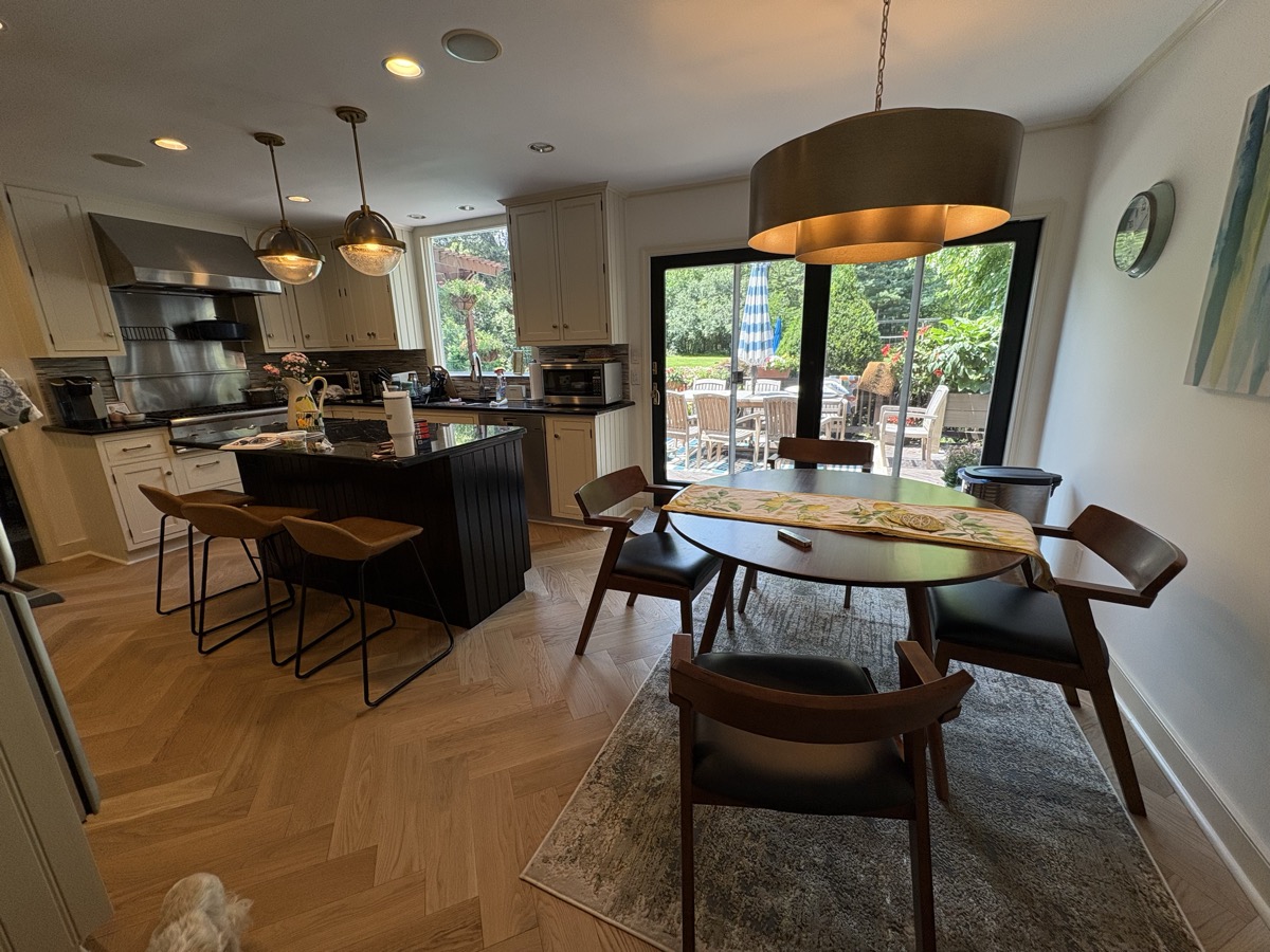 Two-tone kitchen cabinet refinishing by J&B Painting