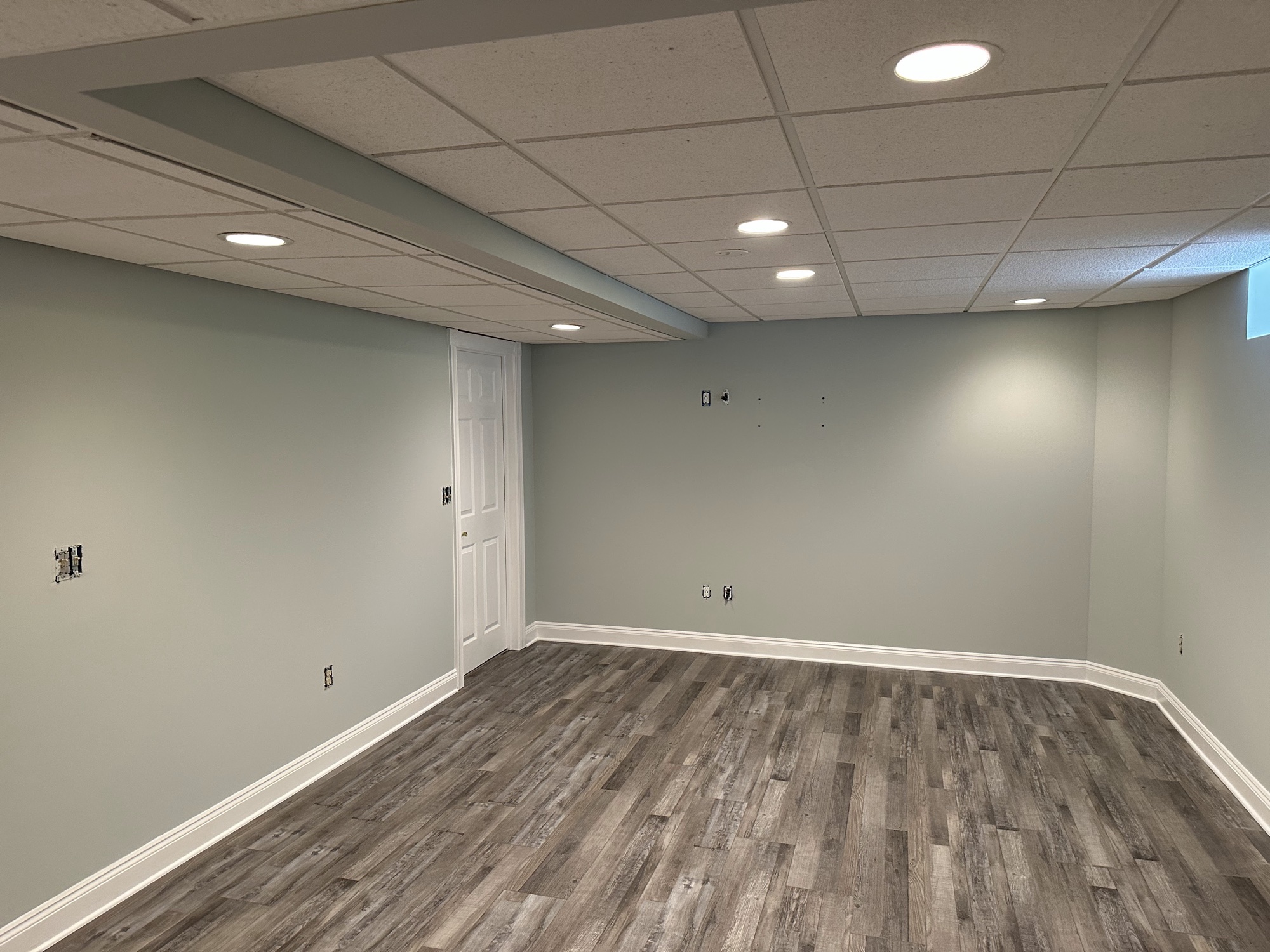 Basement finishing with fresh paint and clean lines