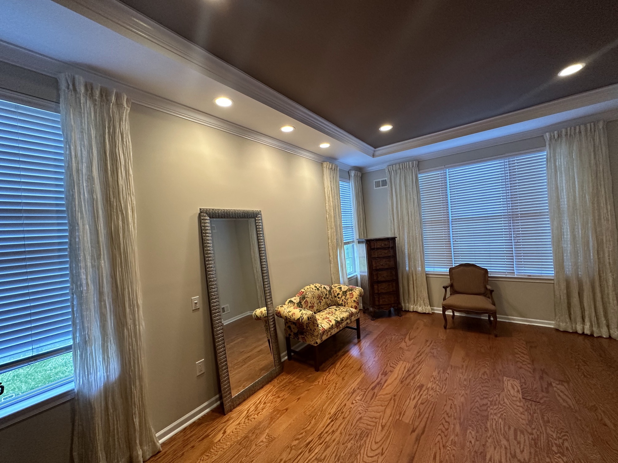 Elegant tray ceiling painting with contrasting colors